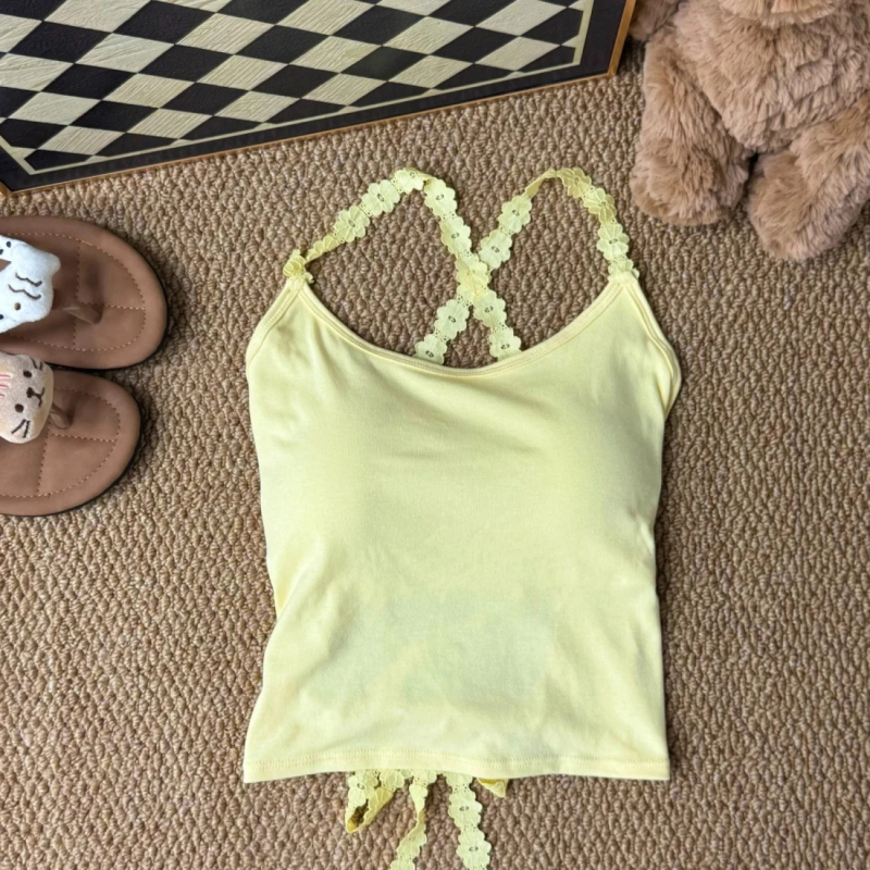 Top din dantelă cu șnur, guler halter, croială slim, bumbac-elastan