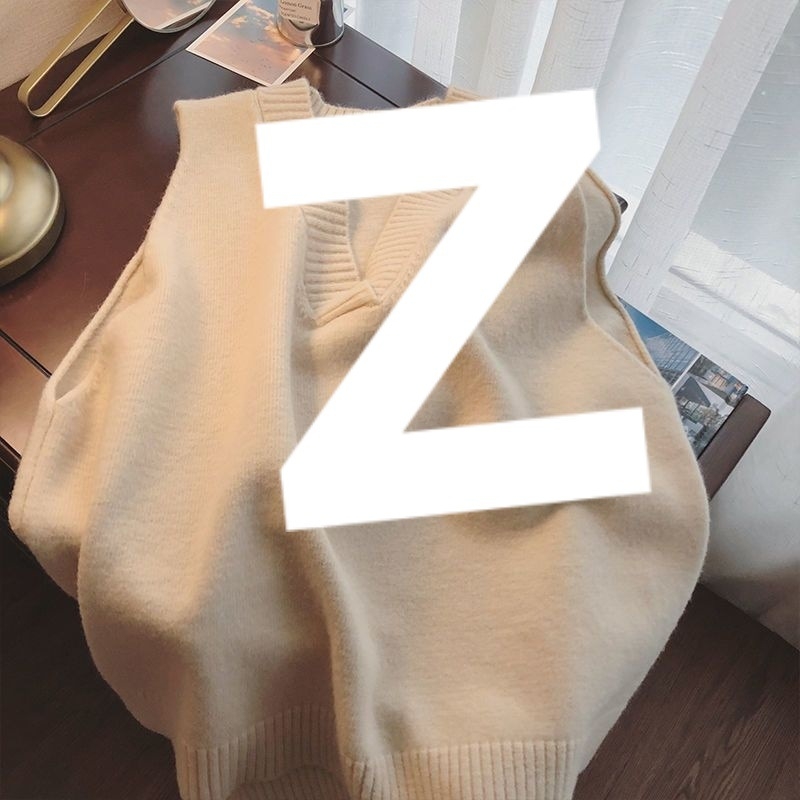 Ženski V-izrez pleteni vest, bez rukava, školski stil (V-izrez, bez rukava, pleteni, vlna, rayon)