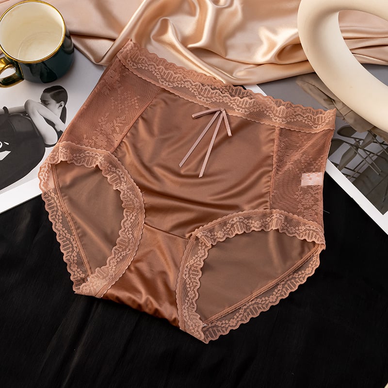 Chiloți femei cu talie înaltă și dantelă, nylon, căptușeală din bumbac, respirabili