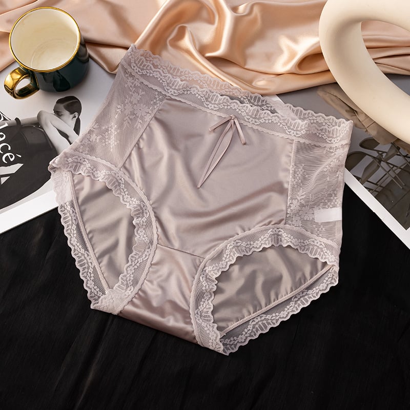 Chiloți femei cu talie înaltă și dantelă, nylon, căptușeală din bumbac, respirabili