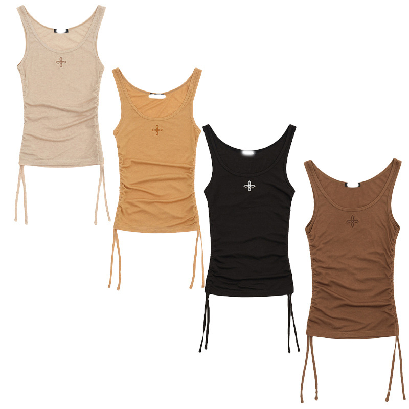 Lyocell camisole za žene, uski kroj, izšiven detalj, dvostruke naramenice, podesiva elastičnost