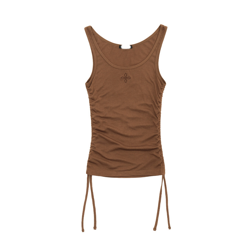 Lyocell camisole za žene, uski kroj, izšiven detalj, dvostruke naramenice, podesiva elastičnost