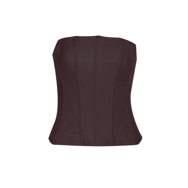 Sumaitong Slim-Fit Полиестер Tube Top с талия Cinch, пуловер стил, 95% полиестер + спандекс, микро‑еластичност