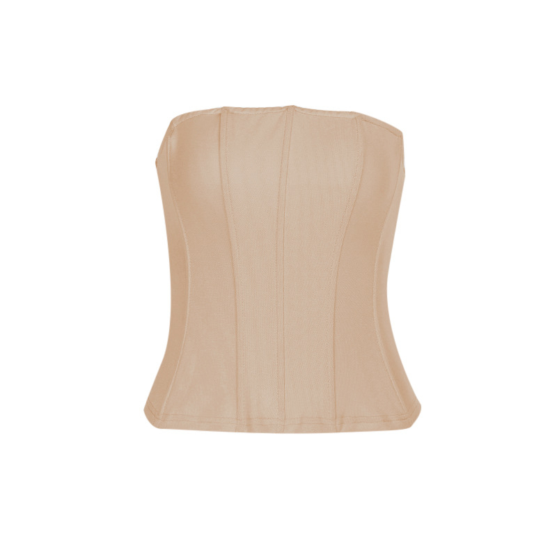 Sumaitong Slim-Fit Полиестер Tube Top с талия Cinch, пуловер стил, 95% полиестер + спандекс, микро‑еластичност