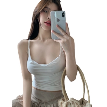 Camisole με τιράντες από Modal, πιέτες, ενσωματωμένες ενισχυμένες κάψες στήθους, κοντό τοπ χωρίς μανίκια, Άνοιξη-Καλοκαίρι 2024