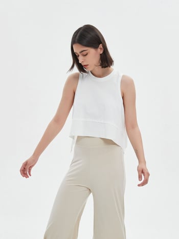 Γυναικείος φαρδύς αμάνικος τοπ γιόγκα, διαπνοή, απομάκρυνση υγρασίας, 100% Solona βαμβάκι