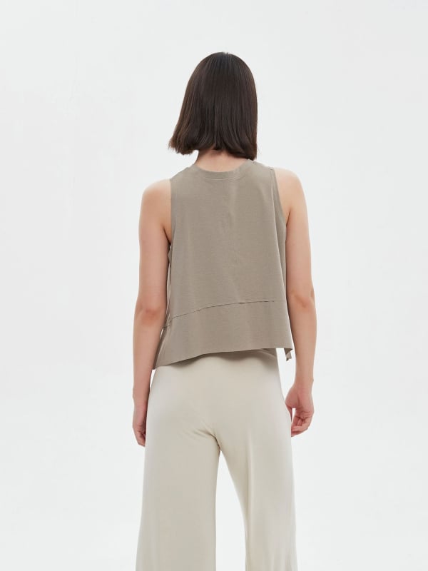 Γυναικείος φαρδύς αμάνικος τοπ γιόγκα, διαπνοή, απομάκρυνση υγρασίας, 100% Solona βαμβάκι