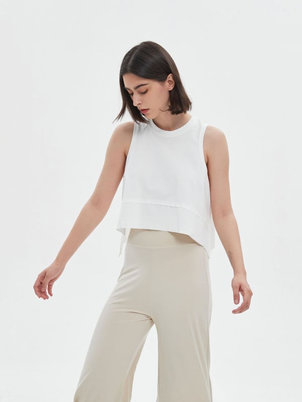 Γυναικείος φαρδύς αμάνικος τοπ γιόγκα, διαπνοή, απομάκρυνση υγρασίας, 100% Solona βαμβάκι