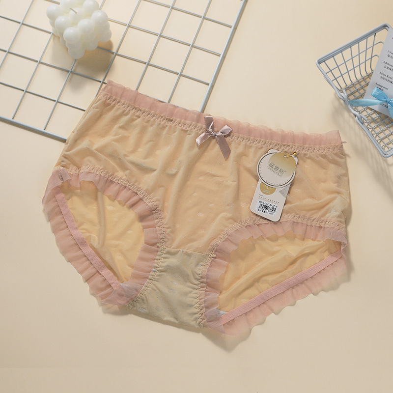 1128 Ljeto: Ženske gaćice Ice Silk, tanke, visoka elastičnost, plus size, s čipkastim rubom