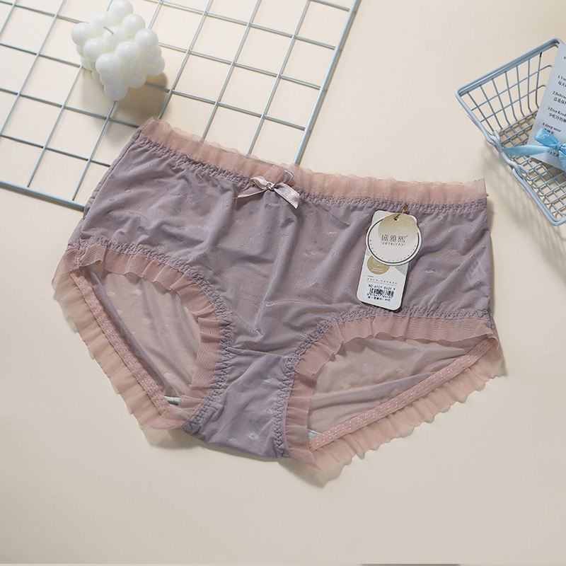 1128 Ljeto: Ženske gaćice Ice Silk, tanke, visoka elastičnost, plus size, s čipkastim rubom