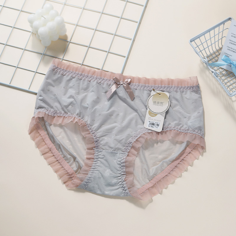 1128 Ljeto: Ženske gaćice Ice Silk, tanke, visoka elastičnost, plus size, s čipkastim rubom