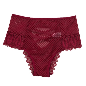 Plus veličine seksi čipkaste gaćice za žene s križnim izrezom, visokim strukom, prozračan materijal