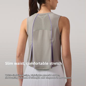 Inflachi женски безръкав йога топ до ханша, мрежеста тъкан, бързосъхнеща и дишаща, 76% полиамид, 24% спандекс