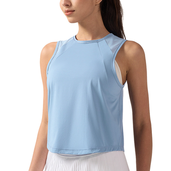 Inflachi женски безръкав йога топ до ханша, мрежеста тъкан, бързосъхнеща и дишаща, 76% полиамид, 24% спандекс