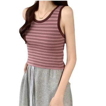 Női csíkos kötött camisole - Slim fit, hossz 50–65 cm, kötött anyag cellulóz rost és poliészter keverék, alap casual stílus, tavasz 2025