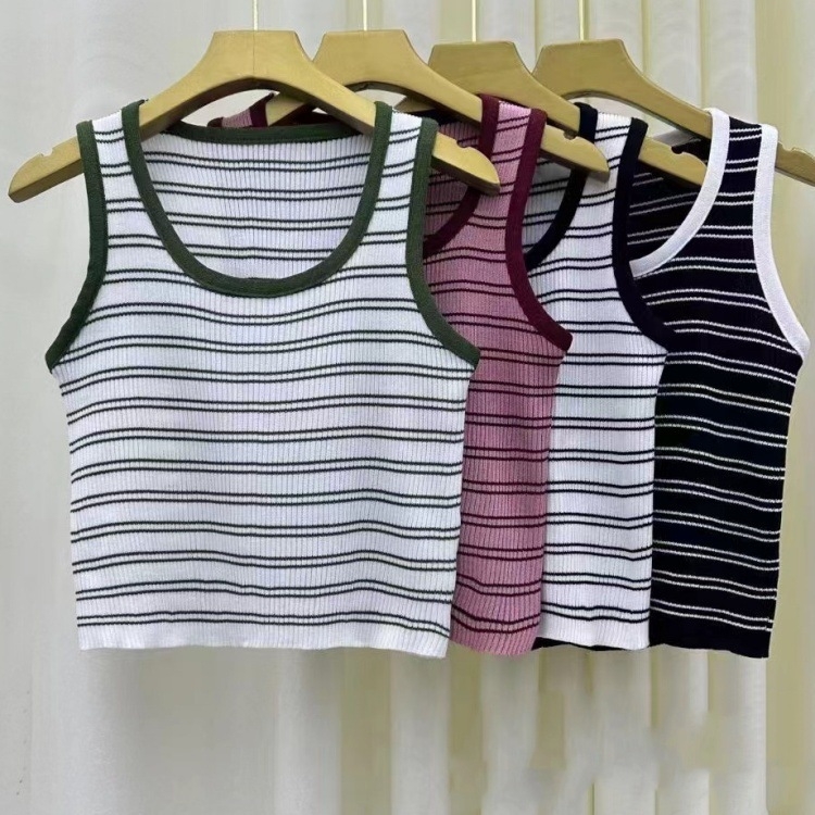 Női csíkos kötött camisole - Slim fit, hossz 50–65 cm, kötött anyag cellulóz rost és poliészter keverék, alap casual stílus, tavasz 2025