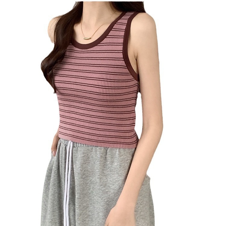Női csíkos kötött camisole - Slim fit, hossz 50–65 cm, kötött anyag cellulóz rost és poliészter keverék, alap casual stílus, tavasz 2025