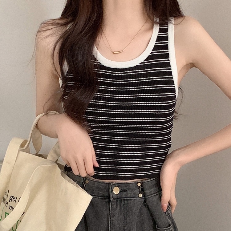 Női csíkos kötött camisole - Slim fit, hossz 50–65 cm, kötött anyag cellulóz rost és poliészter keverék, alap casual stílus, tavasz 2025