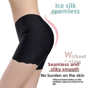 Nové dámske bezšvové bezpečnostné šortky z Ice Silk s vlnitým okrajom, nepriesvitné, plus veľkosť