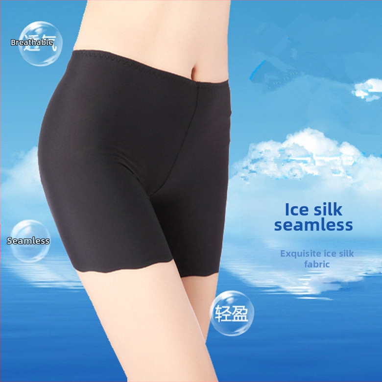 Nové dámske bezšvové bezpečnostné šortky z Ice Silk s vlnitým okrajom, nepriesvitné, plus veľkosť