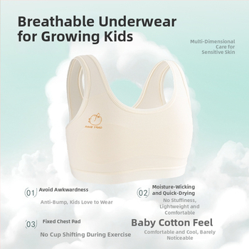 Mergaitei skirta medvilninė liemenėlė 9–13 metų, pilnas puodelis, plonas formuojamas puodelis, įdėklas viskozė 80–90%, be plieno žiedų, fiksuotos dvigubos petnešėlės