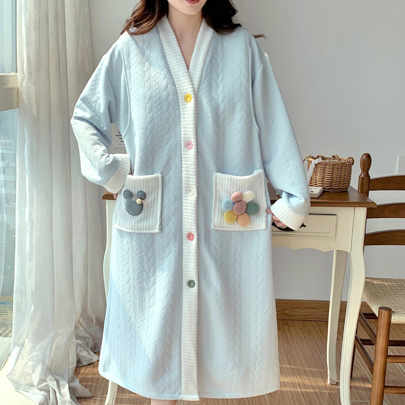 Debeli trudnički kardigan-kimono haljina s slojem zraka za dojenje, kućna odjeća