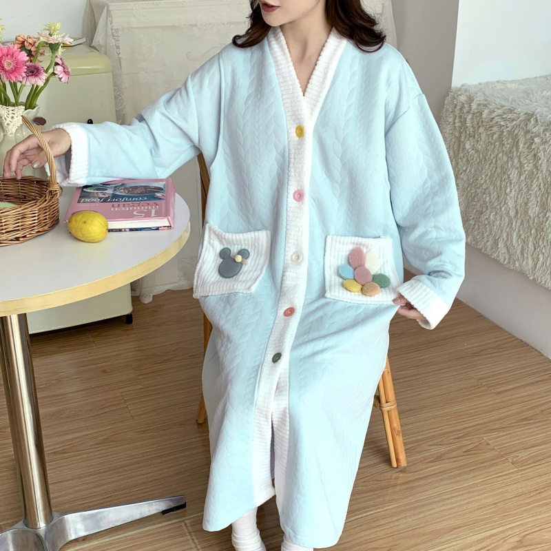 Debeli trudnički kardigan-kimono haljina s slojem zraka za dojenje, kućna odjeća