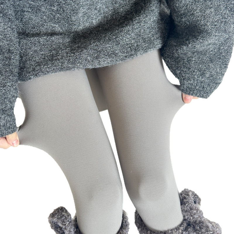 Tamno smeđe zimske legice s fleece podstavom, visokim strukom, oblikovanje tijela i podizanje zadnjice, najlon čarape