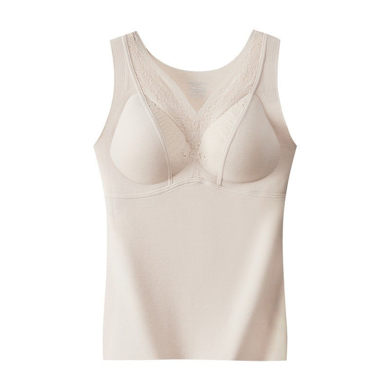 Vesta termică pentru femei din Lyocell, cu perne pentru sân, țesătură dublu-strat, decolteu în V, stil pulover