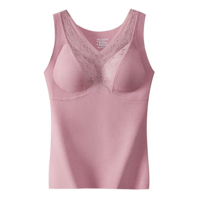 Vesta termică pentru femei din Lyocell, cu perne pentru sân, țesătură dublu-strat, decolteu în V, stil pulover