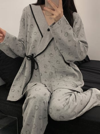 Nėščiųjų naktinių komplektas su kardiganu – zebro raštas, Milk Silk audinys, poliesteris, ilgos rankovės, kelnės, pavasaris 2023