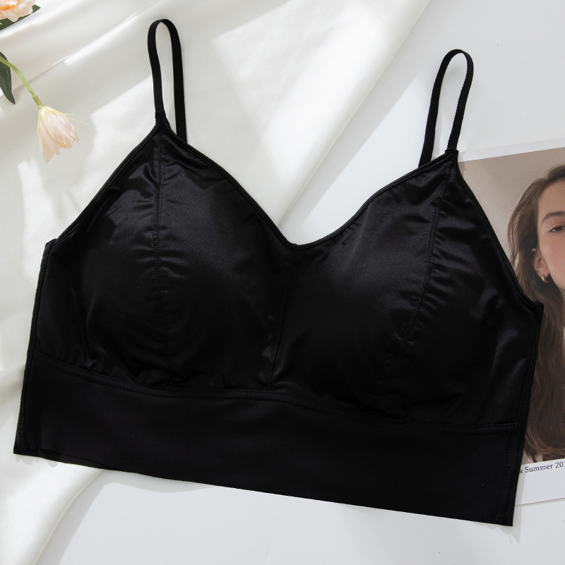 Francuski satenski bezšivni grudnjak za plus veličinu s fiksnim košaricama, push-up, prekrasan leđa, svestran i seksi, vizualno smanjuje velike grudi, bandeau