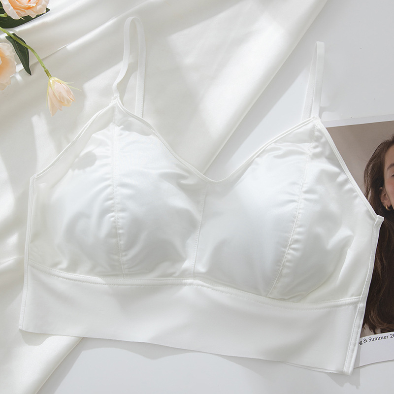 Francuski satenski bezšivni grudnjak za plus veličinu s fiksnim košaricama, push-up, prekrasan leđa, svestran i seksi, vizualno smanjuje velike grudi, bandeau