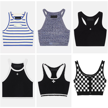 Ženski pamukasti sportski top, 50-70% pamuka, uski kroj, street hipster stil, ljeto 2023