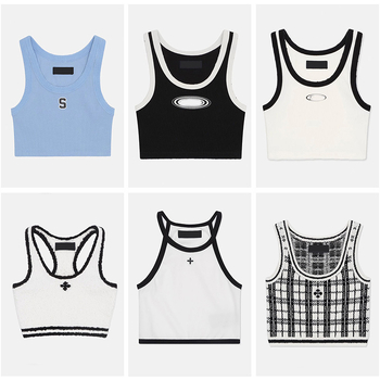 Ženski pamukasti sportski top, 50-70% pamuka, uski kroj, street hipster stil, ljeto 2023