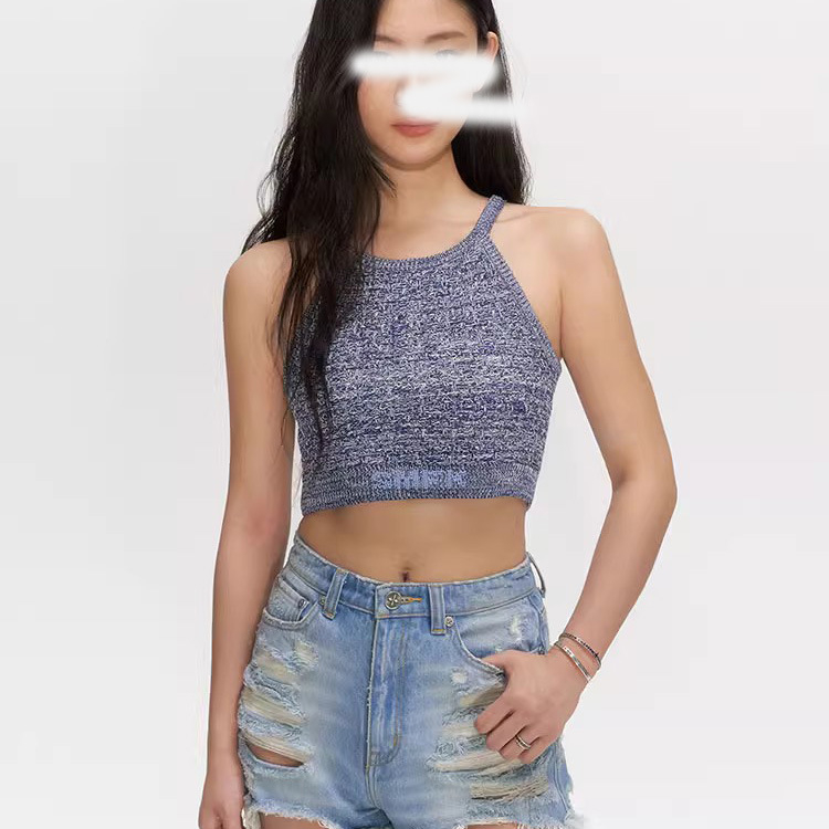 Ženski pamukasti sportski top, 50-70% pamuka, uski kroj, street hipster stil, ljeto 2023