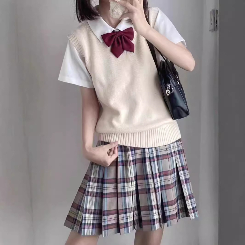 Ženski pleteni vest, V-izrez, akrilna smjesa s vunom ovčje, jesen 2024, stil fakulteta