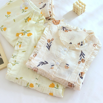 Σετ πυτζάμες θηλάσμου μετά τον τοκετό από 100% βαμβάκι, μακριά μανίκια, παντελόνια, λεπτό ύφασμα για την άνοιξη