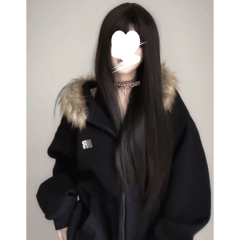 Ženska jakna s kapuljom i zipom, krzneni ovratnik, Corduroy tkanina, glavni materijal: Rabbit fur 50-70%, Ostalo <30%, Proljeće 2023