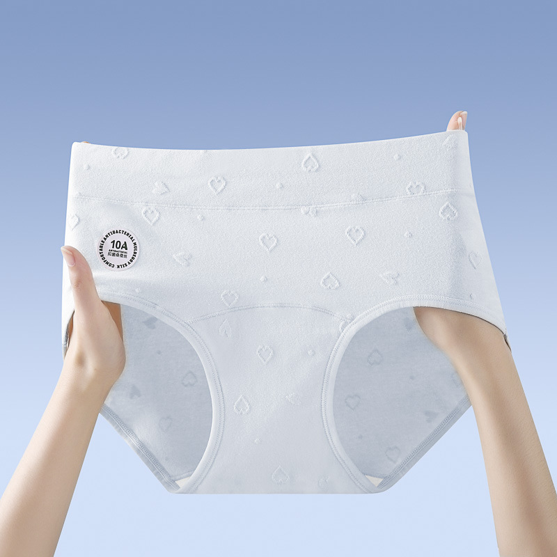 Antibakterijske gaćice od pamuka s jacquard uzorkom, produžena zona između nogu, visok struk, prilagodljiv kroj, jednobojne, plus veličina.
