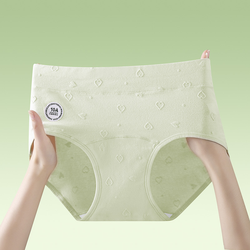Antibakterijske gaćice od pamuka s jacquard uzorkom, produžena zona između nogu, visok struk, prilagodljiv kroj, jednobojne, plus veličina.