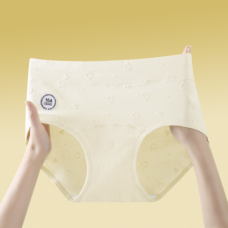 Antibakterijske gaćice od pamuka s jacquard uzorkom, produžena zona između nogu, visok struk, prilagodljiv kroj, jednobojne, plus veličina.