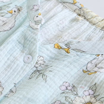 Σετ πιτζάμες εγκυμοσύνης με άνοιγμα θηλάσματος, 100% βαμβάκι, διπλής στρώσης γάζα, μακριά μανίκια και μακριά παντελόνια, μεσαίου βάρους 181-200 γρ/m²