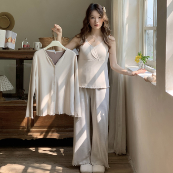 Motinystės ir žindymo pižamų komplektas su žindymo angomis, ilgomis rankovėmis, kelnių komplektas, quilt Derong audinys, poliesteris 95%+