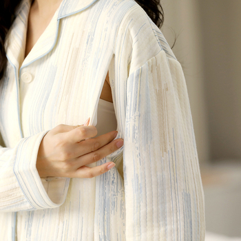 Νυχτικό θηλασμού μετά τον τοκετό, 100% βαμβάκι, παχιά και ζεστή για φθινόπωρο και χειμώνα, μακριά μανίκια