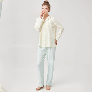 Σετ πιτζάμες εγκύου με θηλασμό – μακριά μανίκια, μακριά παντελόνια, 95–100% βαμβάκι, για άνοιξη και καλοκαίρι