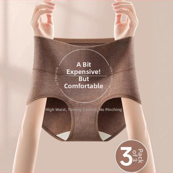 Női magas derekú pamut alsónemű hasi kontrollhoz, légáteresztő, antibakteriális, kötött, 95–100% pamut