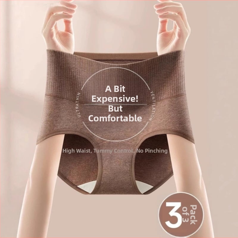 Női magas derekú pamut alsónemű hasi kontrollhoz, légáteresztő, antibakteriális, kötött, 95–100% pamut