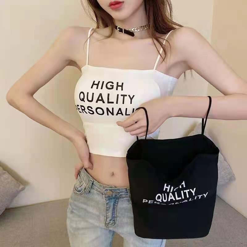 Ženski strapless top od ice silk s natpisom, jednovrstan grudnjak, modni vanjski komad