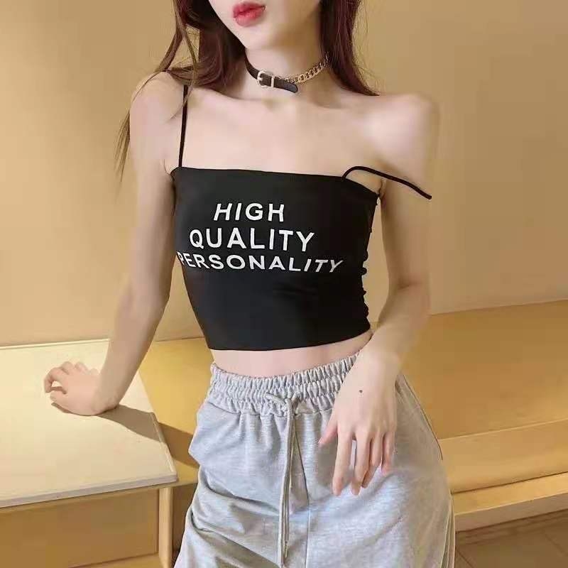 Ženski strapless top od ice silk s natpisom, jednovrstan grudnjak, modni vanjski komad